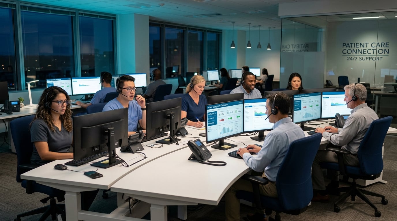 FPE operators answering calls in a 24/7 call center