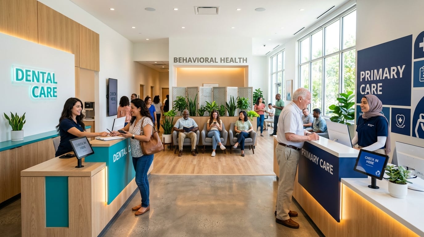 Welcoming modern medical reception serving varied practices